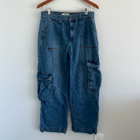 Cotton On low‎ rise cargo denim wide leg jeans - Picture 1 of 9